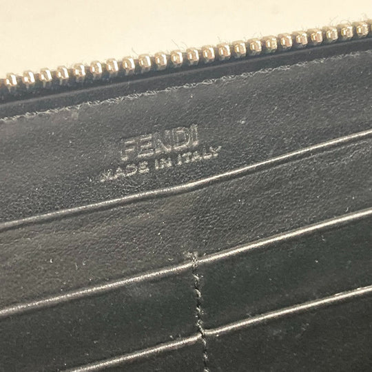 FENDI Long Wallet Purse 8M0299 leather black Long wallet Studs unisex(Unisex) Used Authentic