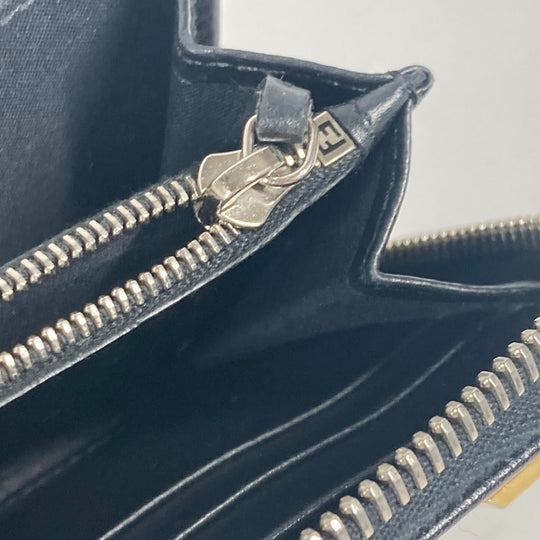 FENDI Long Wallet Purse 8M0299 leather black Long wallet Studs unisex(Unisex) Used Authentic