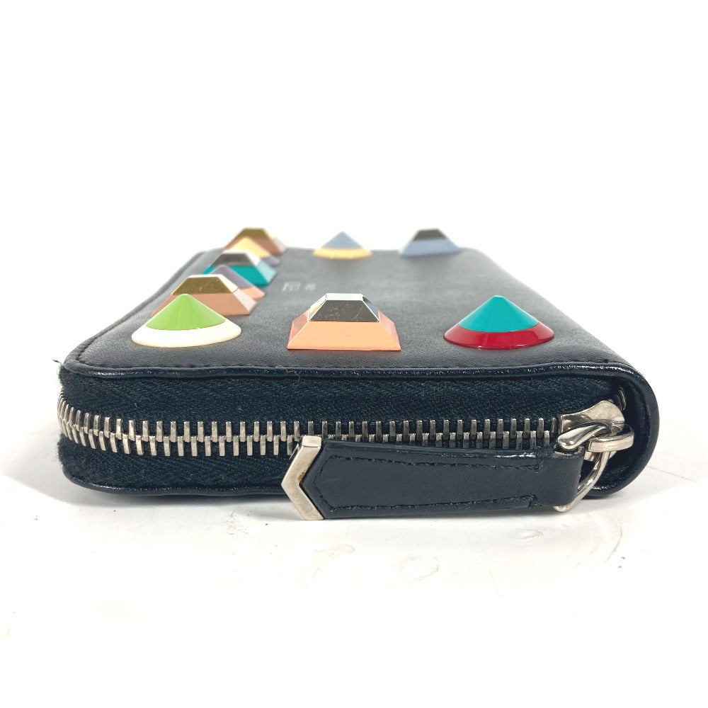 FENDI Long Wallet Purse 8M0299 leather black Long wallet Studs unisex(Unisex) Used Authentic