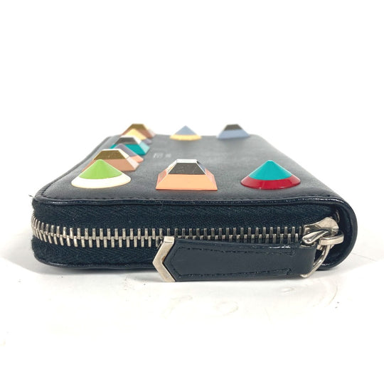 FENDI Long Wallet Purse 8M0299 leather black Long wallet Studs unisex(Unisex) Used Authentic