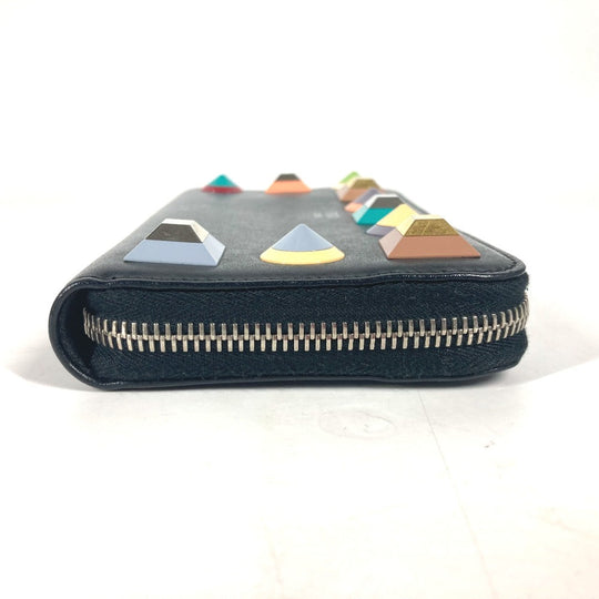 FENDI Long Wallet Purse 8M0299 leather black Long wallet Studs unisex(Unisex) Used Authentic