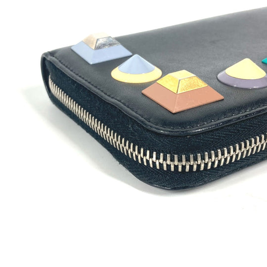 FENDI Long Wallet Purse 8M0299 leather black Long wallet Studs unisex(Unisex) Used Authentic