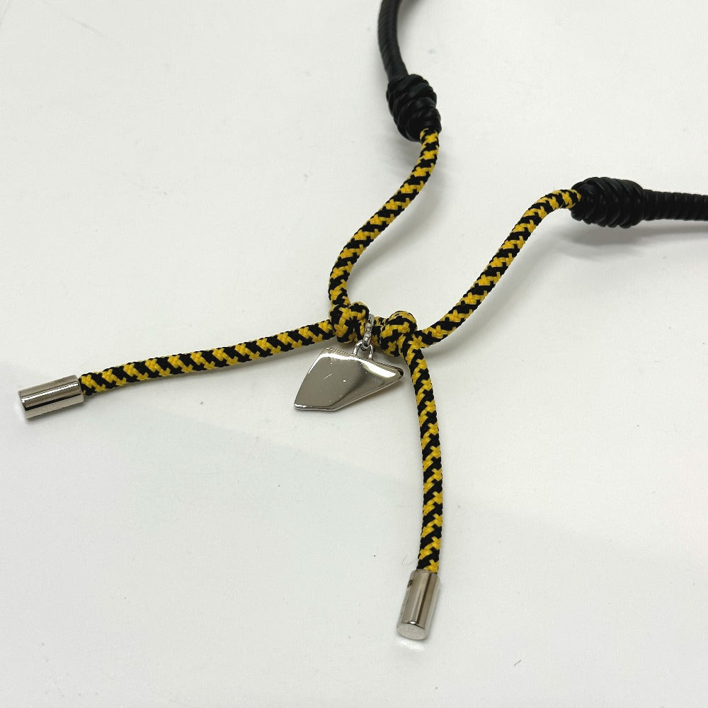 FENDI Necklace Leather, Polyester black FF Vertigo mens Used Authentic