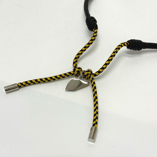 FENDI Necklace Leather, Polyester black FF Vertigo mens Used Authentic