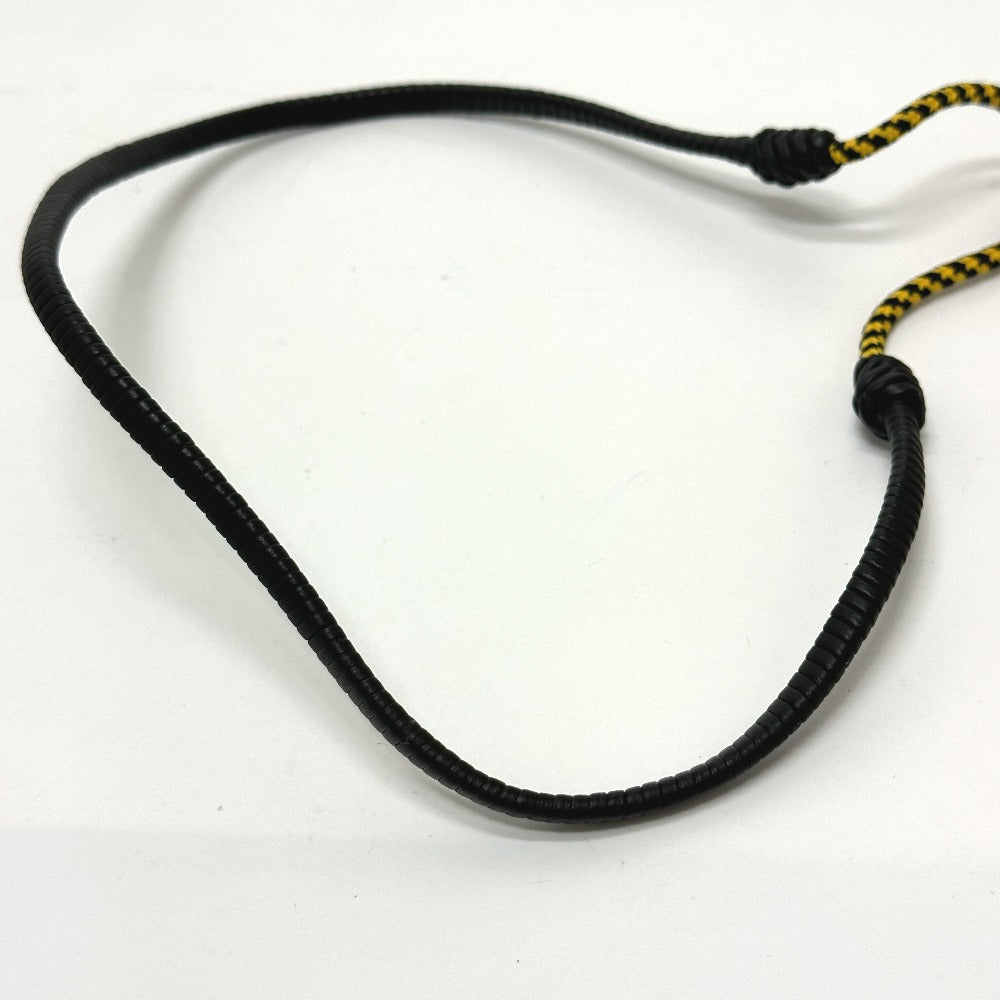 FENDI Necklace Leather, Polyester black FF Vertigo mens Used Authentic