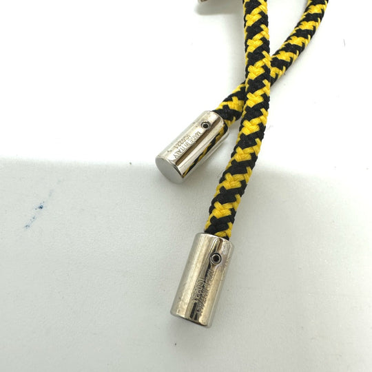 FENDI Necklace Leather, Polyester black FF Vertigo mens Used Authentic