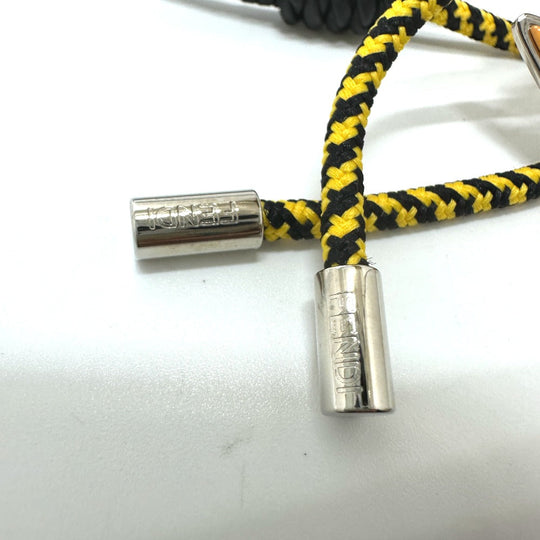 FENDI Necklace Leather, Polyester black FF Vertigo mens Used Authentic
