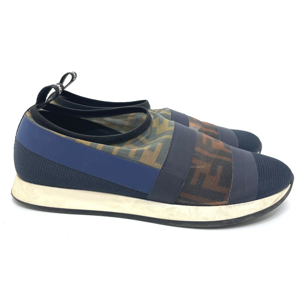 FENDI sneakers mesh Brown x navy Sports Zucca FF Women 35 Used Authentic