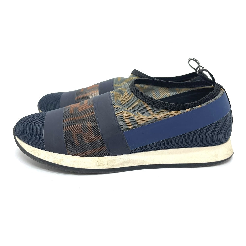 FENDI sneakers mesh Brown x navy Sports Zucca FF Women 35 Used Authentic