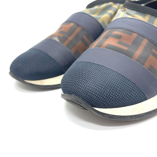 FENDI sneakers mesh Brown x navy Sports Zucca FF Women 35 Used Authentic