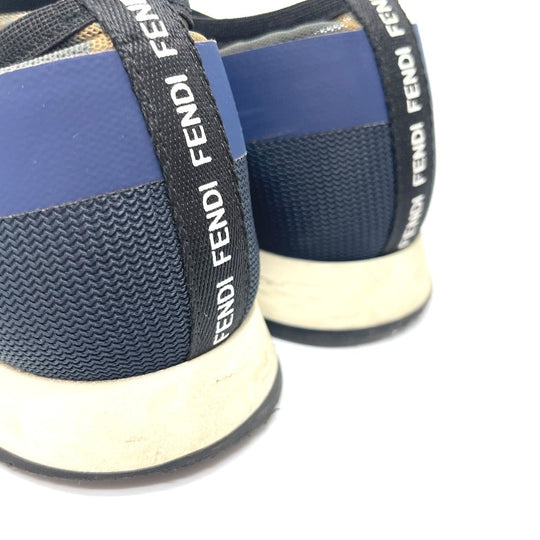 FENDI sneakers mesh Brown x navy Sports Zucca FF Women 35 Used Authentic