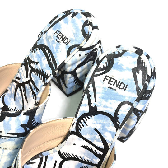 FENDI Sandals Canvas, Canvas blue Joshua Vides california sky Women 35 Used Authentic