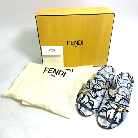 FENDI Sandals Canvas, Canvas blue Joshua Vides california sky Women 35 Used Authentic