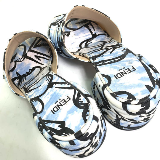 FENDI Sandals Canvas, Canvas blue Joshua Vides california sky Women 35 Used Authentic