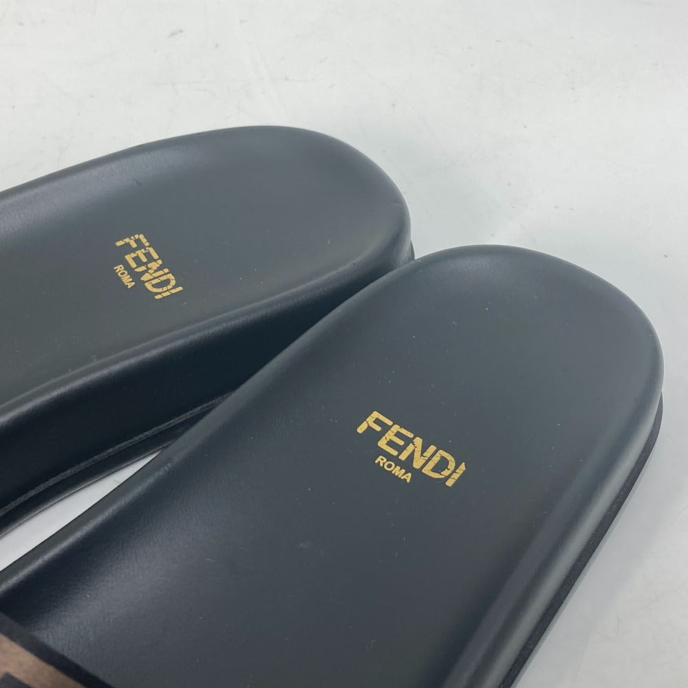 FENDI Sandals 8X8142 polyester Brown Shoes Shower Sandals Pool Sandals Feel Slide Pleated 35