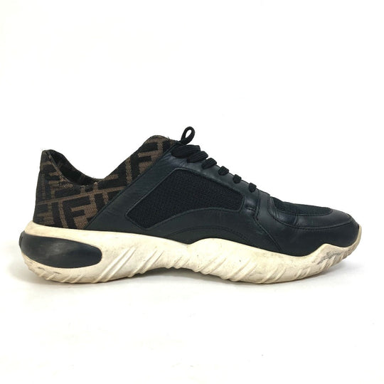 FENDI sneakers 7E1304 leather Brown Dadd sneakers Zucca mesh mens 9 Used Authentic