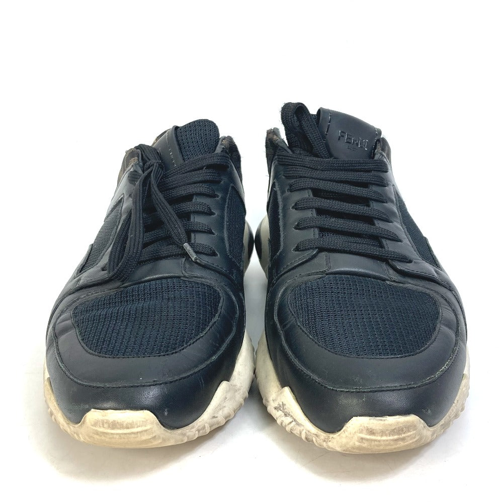 FENDI sneakers 7E1304 leather Brown Dadd sneakers Zucca mesh mens 9 Used Authentic