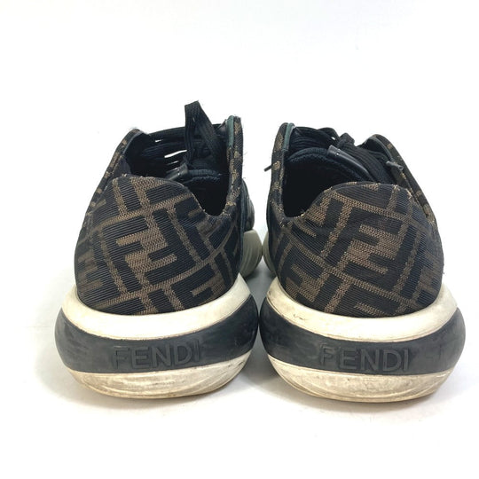 FENDI sneakers 7E1304 leather Brown Dadd sneakers Zucca mesh mens 9 Used Authentic