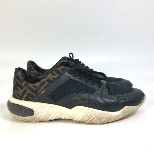 FENDI sneakers 7E1304 leather Brown Dadd sneakers Zucca mesh mens 9 Used Authentic