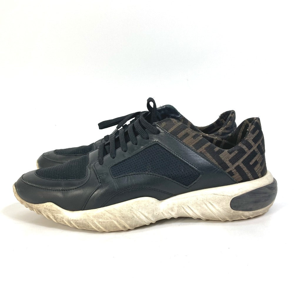 FENDI sneakers 7E1304 leather Brown Dadd sneakers Zucca mesh mens 9 Used Authentic