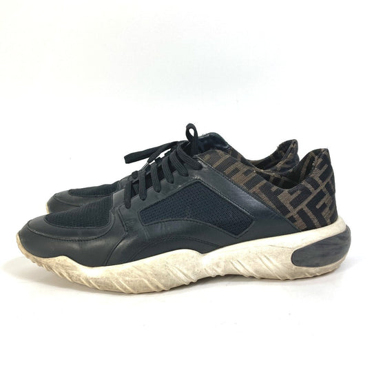 FENDI sneakers 7E1304 leather Brown Dadd sneakers Zucca mesh mens 9 Used Authentic