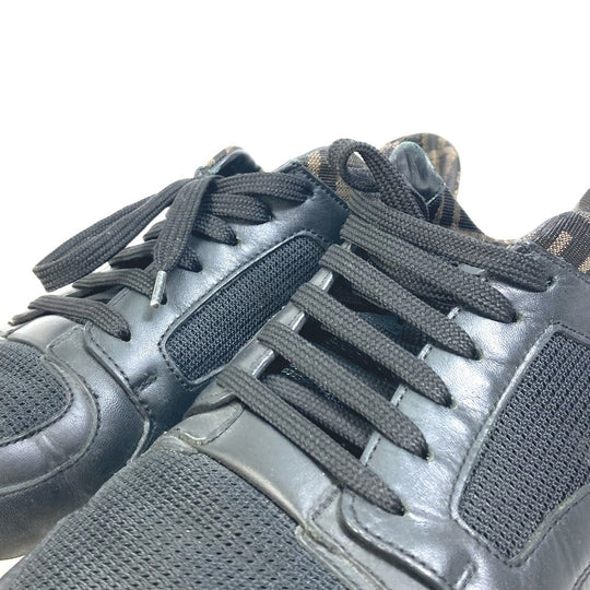 FENDI sneakers 7E1304 leather Brown Dadd sneakers Zucca mesh mens 9 Used Authentic
