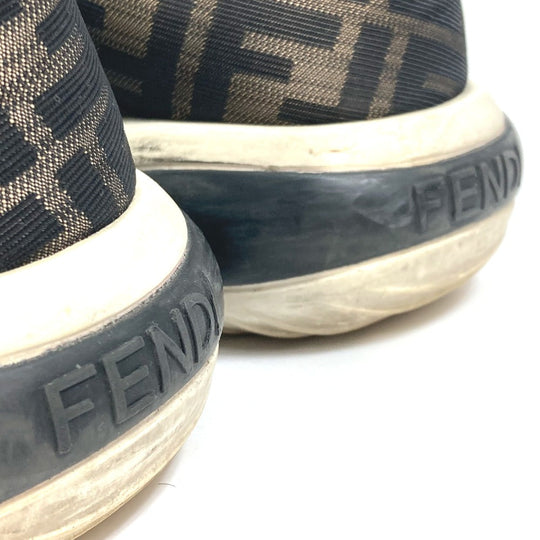 FENDI sneakers 7E1304 leather Brown Dadd sneakers Zucca mesh mens 9 Used Authentic