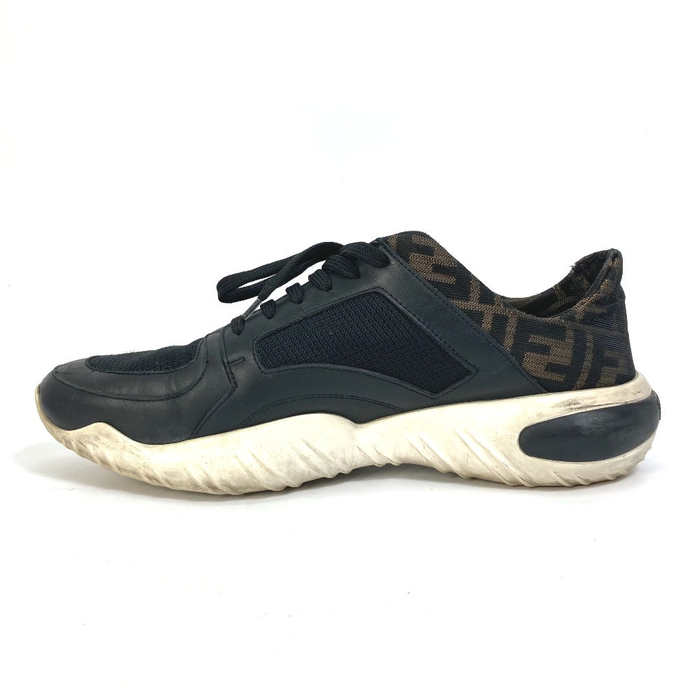 FENDI sneakers 7E1304 leather Brown Dadd sneakers Zucca mesh mens 9 Used Authentic