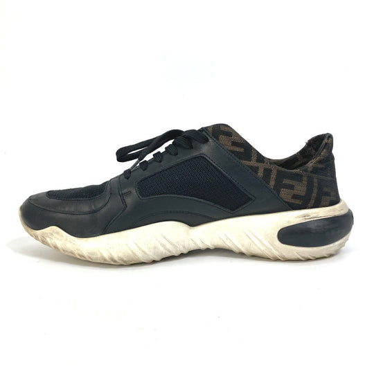 FENDI sneakers 7E1304 leather Brown Dadd sneakers Zucca mesh mens 9 Used Authentic