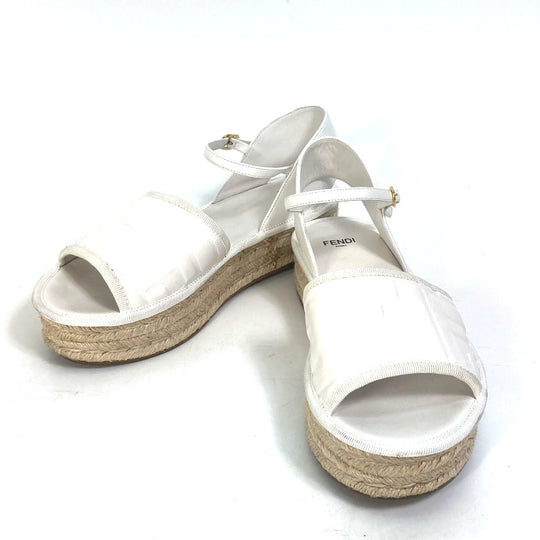 FENDI Sandals leather white Platform espadrilles fendi rohm Women 36 Used Authentic