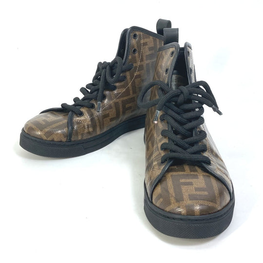 FENDI sneakers 8E6594 Canvas, Coated canvas Brown Zucca high cut logo Women 36 Used Authentic