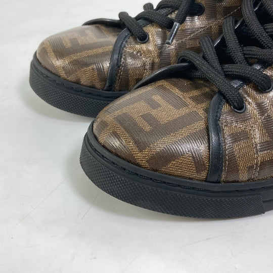 FENDI sneakers 8E6594 Canvas, Coated canvas Brown Zucca high cut logo Women 36 Used Authentic