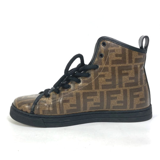 FENDI sneakers 8E6594 Canvas, Coated canvas Brown Zucca high cut logo Women 36 Used Authentic