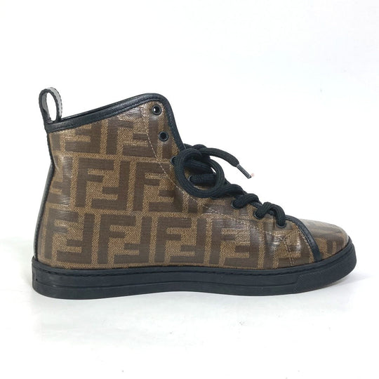 FENDI sneakers 8E6594 Canvas, Coated canvas Brown Zucca high cut logo Women 36 Used Authentic
