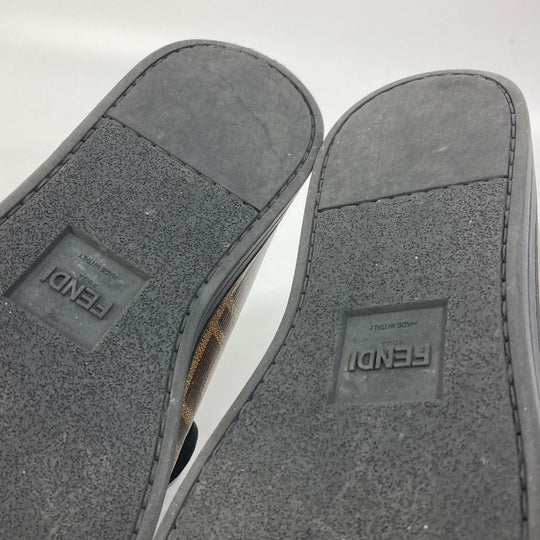 FENDI sneakers 8E6594 Canvas, Coated canvas Brown Zucca high cut logo Women 36 Used Authentic