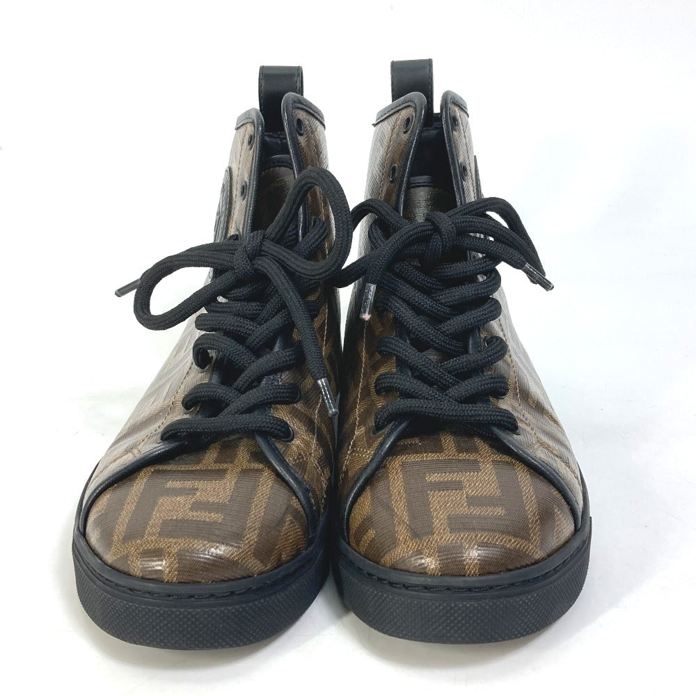 FENDI sneakers 8E6594 Canvas, Coated canvas Brown Zucca high cut logo Women 36 Used Authentic
