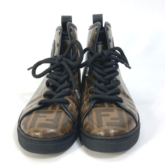 FENDI sneakers 8E6594 Canvas, Coated canvas Brown Zucca high cut logo Women 36 Used Authentic