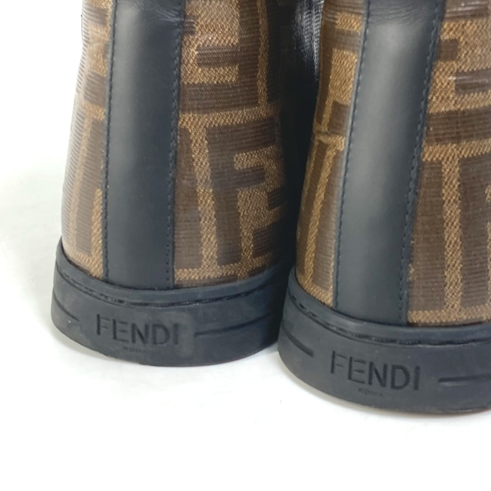 FENDI sneakers 8E6594 Canvas, Coated canvas Brown Zucca high cut logo Women 36 Used Authentic
