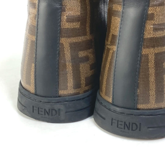 FENDI sneakers 8E6594 Canvas, Coated canvas Brown Zucca high cut logo Women 36 Used Authentic