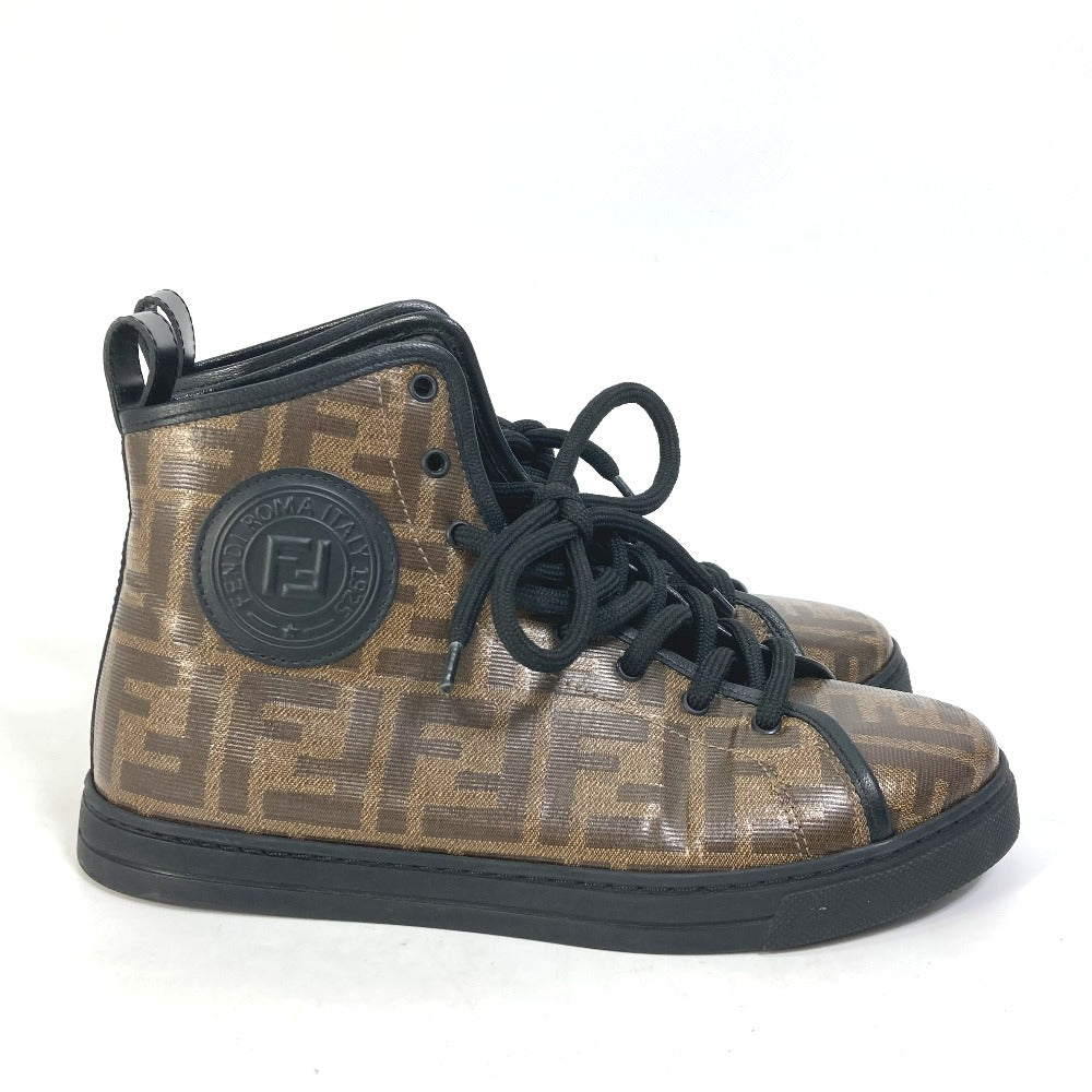 FENDI sneakers 8E6594 Canvas, Coated canvas Brown Zucca high cut logo Women 36 Used Authentic