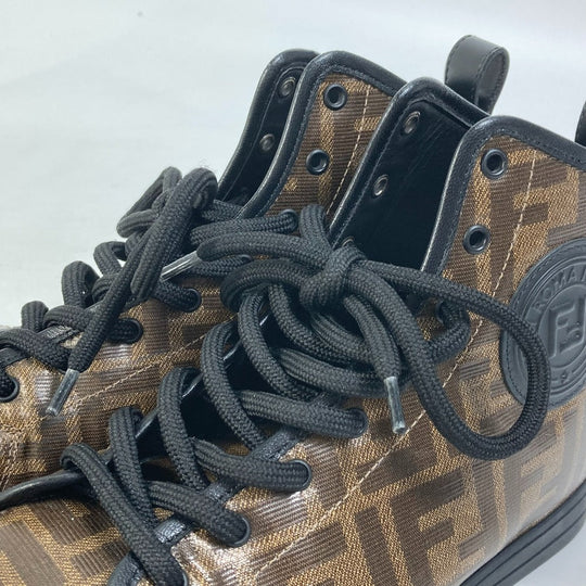 FENDI sneakers 8E6594 Canvas, Coated canvas Brown Zucca high cut logo Women 36 Used Authentic