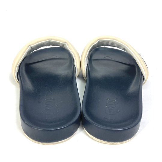 FENDI Sandals 7X1059 leather Navy Flat sandals beach sandals Tricolor mens 8 Used Authentic