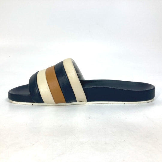 FENDI Sandals 7X1059 leather Navy Flat sandals beach sandals Tricolor mens 8 Used Authentic