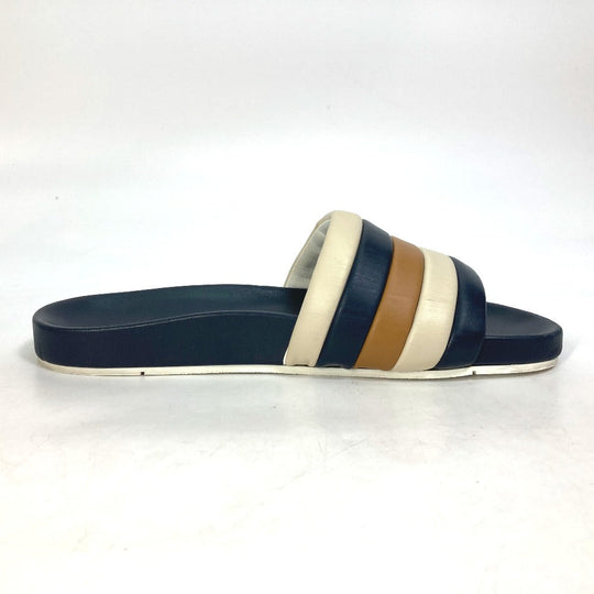 FENDI Sandals 7X1059 leather Navy Flat sandals beach sandals Tricolor mens 8 Used Authentic