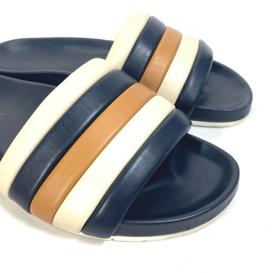 FENDI Sandals 7X1059 leather Navy Flat sandals beach sandals Tricolor mens 8 Used Authentic
