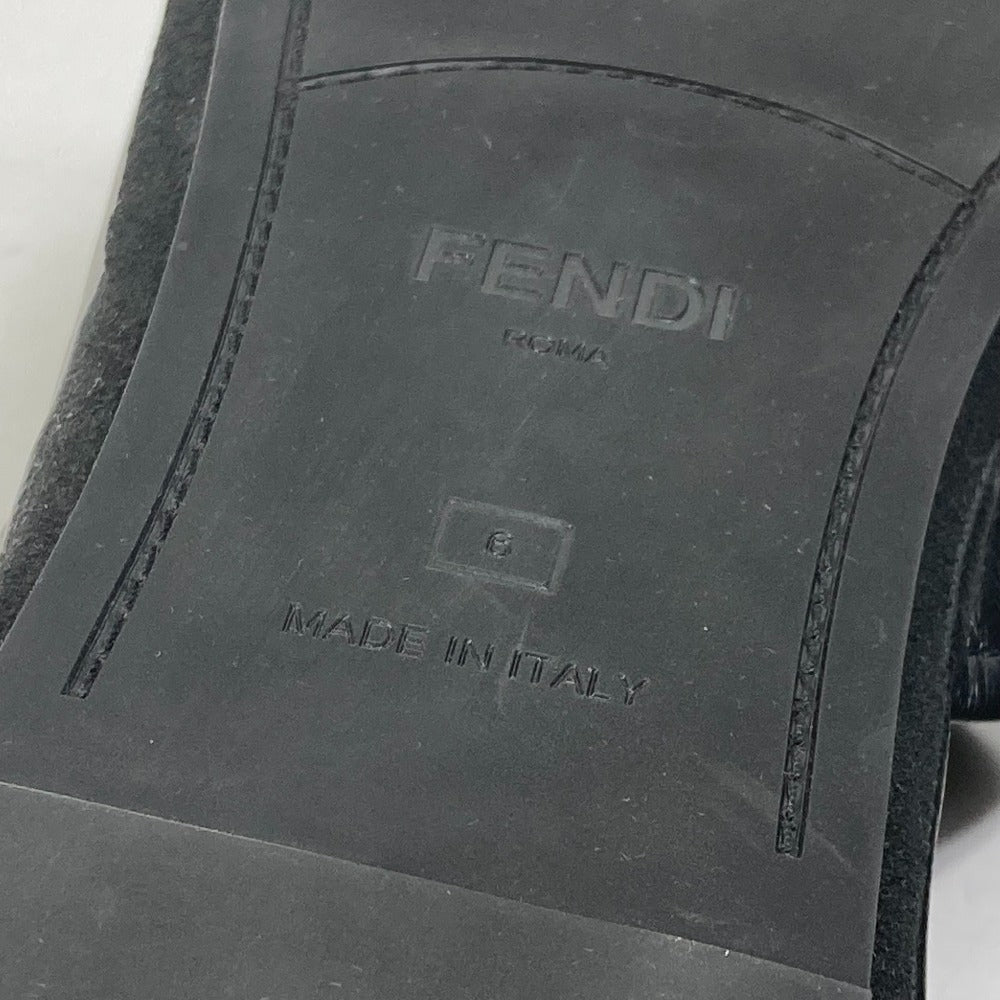 FENDI Sandals leather black indoors logo slippers mens 6 Used Authentic