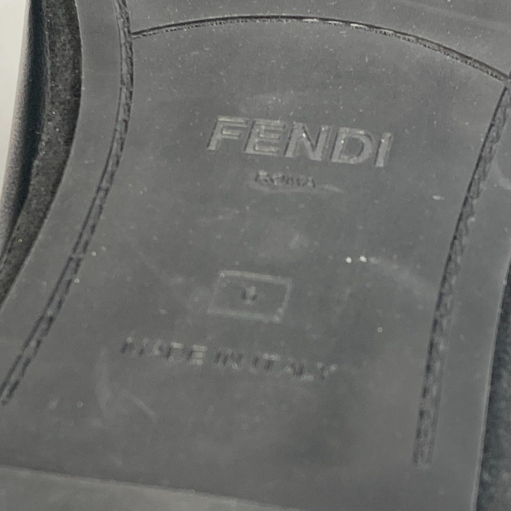 FENDI Sandals leather black indoors logo slippers mens 6 Used Authentic
