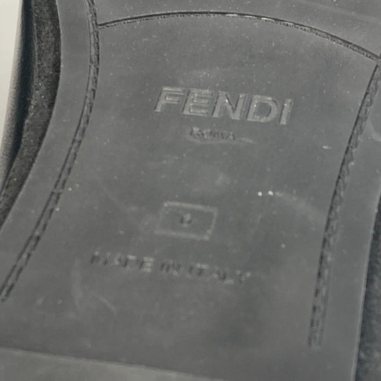 FENDI Sandals leather black indoors logo slippers mens 6 Used Authentic