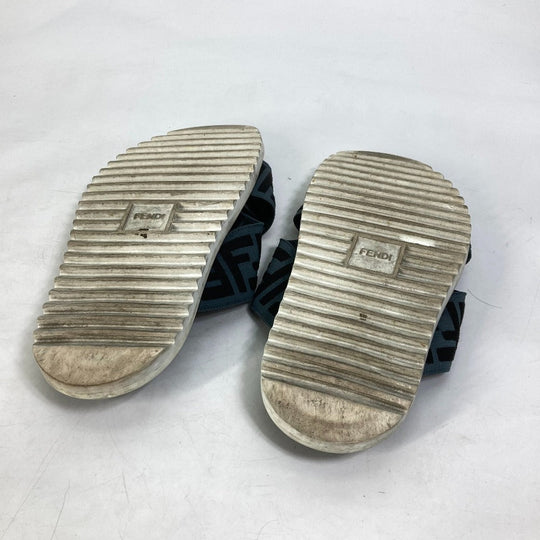 FENDI Sandals 7X1222 Canvas/Leather, Canvas x Leather black Zucca belt mens 7 Used Authentic