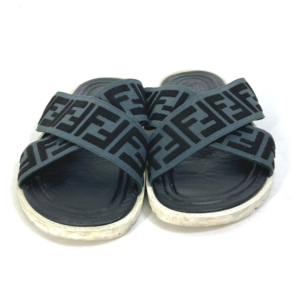 FENDI Sandals 7X1222 Canvas/Leather, Canvas x Leather black Zucca belt mens 7 Used Authentic